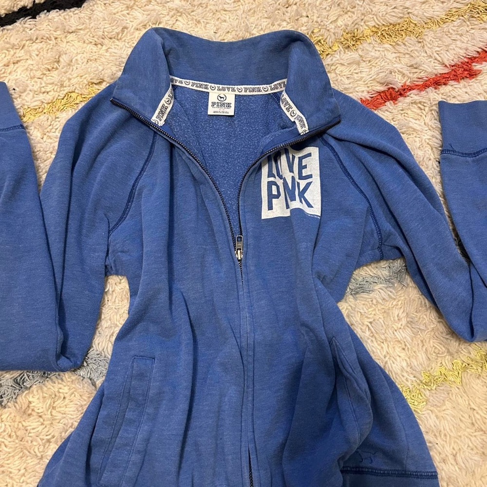 PINK Victoria's Secret Girls' Blue Full-Zip 'Live PNK' Jacket